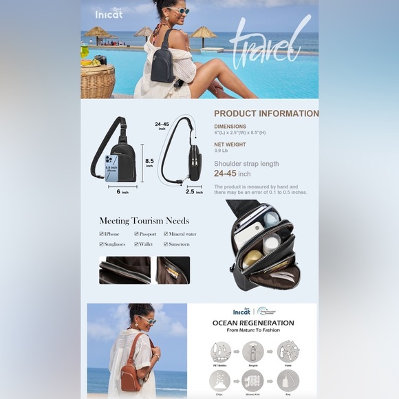 Small Sling Bag Fanny Packs Crossbody Bags Leather Brown - Picture 2 of 14